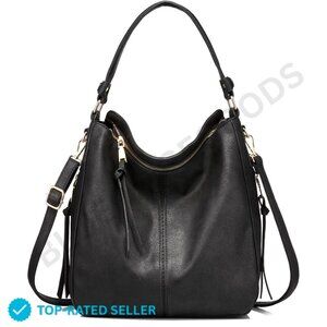 Brand New Realer Hobo Large Black Faux Leather Chic